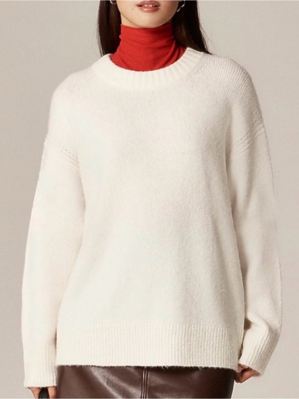 J Crew Relaxed crewneck pullover sweater wool/ alpaca blend ivory Size M NWT